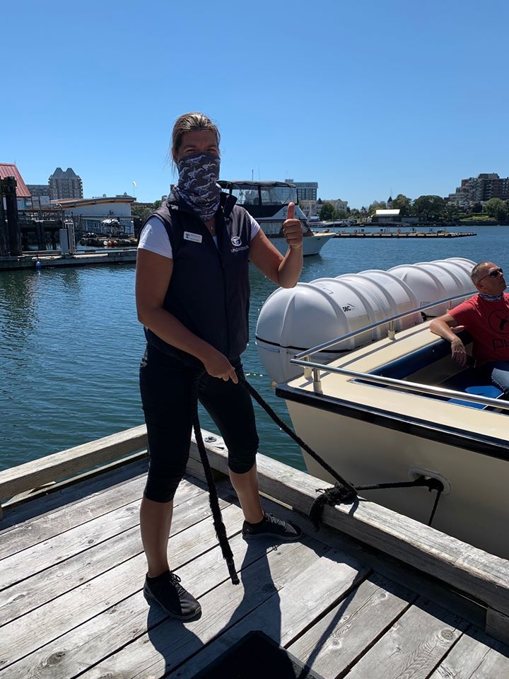 Crew member Heather excited and ready to go out on our first trip back.